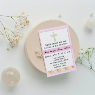 Girl Baptism Invitation Kaart