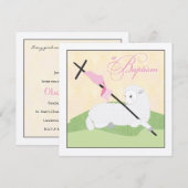 Girl Baptism Invitation - Litte Lamb Kaart (Voorkant / Achterkant)