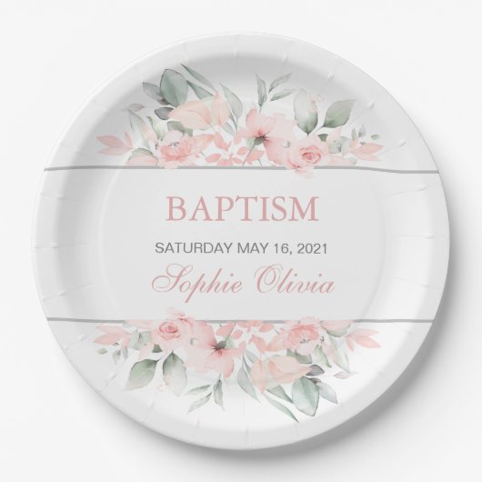 Girl Baptism Party Supplies Tablet Papieren Bordje (Voorkant)
