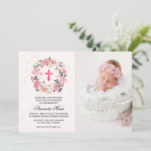 Girl Baptism Watercolor Pink Floral Invitations (Debout devant)