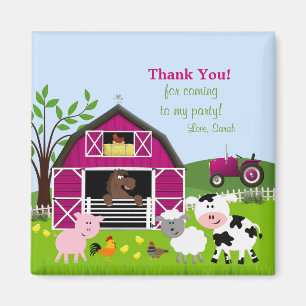 Girl Barnyard Farm Animals bedankt Magnet Magneet
