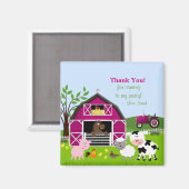 Girl Barnyard Farm Animaux Merci Magnet (Recto/Verso)