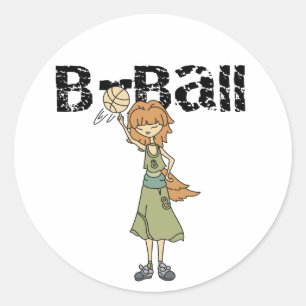 Girl Basketball Ronde Sticker