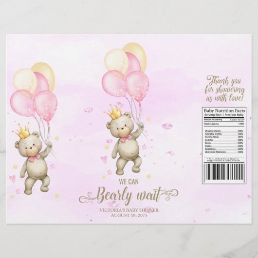 Girl Beer Baby shower Chip Bag Wrapper Flyer (Voorkant)