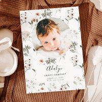 Girl Birth Announcement-kaart | Wilde bloem