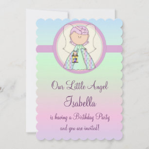 Girl Birthday Party Invitation Angel Design 3 Kaart