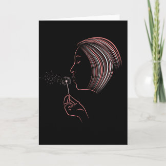 Girl Blowing Dandelion Wenskaart Kaart