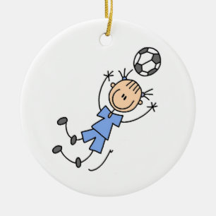 Girl Blue Uniform Soccer Player T-shirts en cadeau Keramisch Ornament