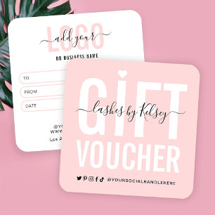 Girl Blush Pink Lash Salon Logo Certificat cadeau