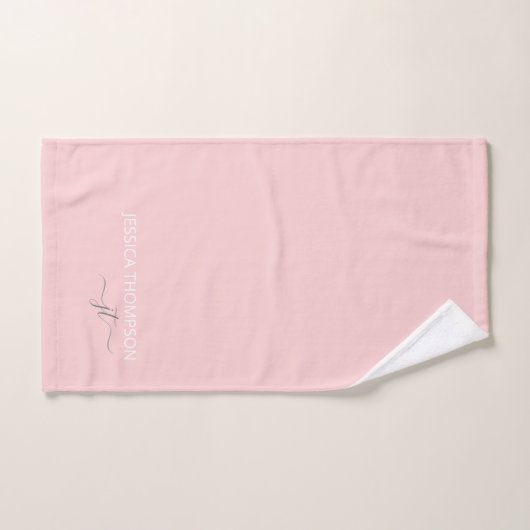 Girl Blush Pink Simple Script Monogramme Nom  (Serviette à main)