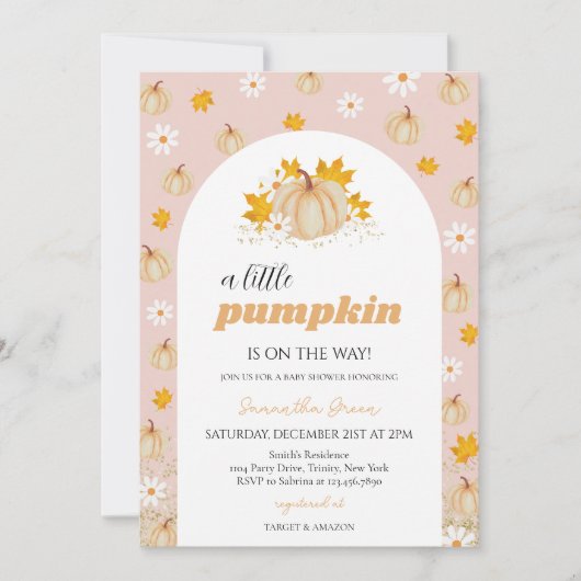 Girl Boho Pumpkin Baby shower Kaart (Voorkant)
