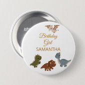 GIRL Boho T rex dinosaurus Ronde Button 7,6 Cm (Voorkant /achterkant)