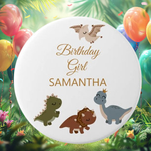 GIRL Boho T rex dinosaurus Ronde Button 7,6 Cm