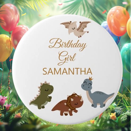 GIRL Boho T rex dinosaurus Ronde Button 7,6 Cm