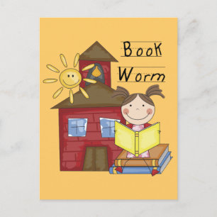 Girl Book Worm T-shirts en cadeautjes Briefkaart