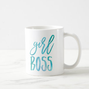 Girl Boss Aqua Waterverf Koffie-Mok Koffiemok