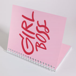 Girl Boss Bold Typography Red & Pink Feminine Notitieboek