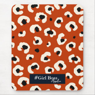 Girl Boss Gepersonaliseerde Bold Leopard Print Muismat