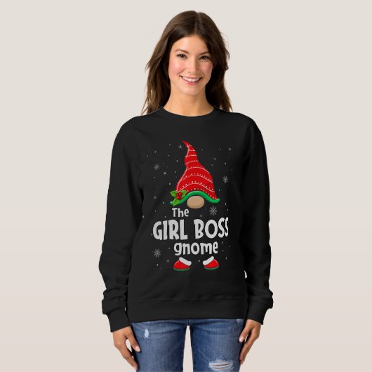 Girl Boss Gnome Matching Family Group Christmas Pa Trui (Voorkant volledig)