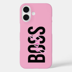 Girl Boss Pink Black iPhone 16 Hoesje