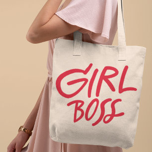 Girl Boss Rood Vetgedrukte Typografie Script Femin Tote Bag