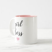 Girl Boss roze elegante typografie Tweekleurige Koffiemok (Voorkant links)