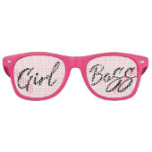 "Girl Boss" Trendy Script Typografisch Retro Zonnebril (Voorkant)