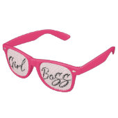 "Girl Boss" Trendy Script Typografisch Retro Zonnebril (Gekanteld)