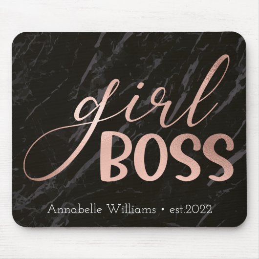 Girl Boss Typography Year Vestigde Muismat (Voorkant)