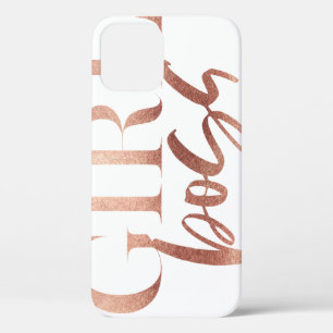 Girl Boss Zwarte Roos Gold-tekst iPhone 12 Hoesje