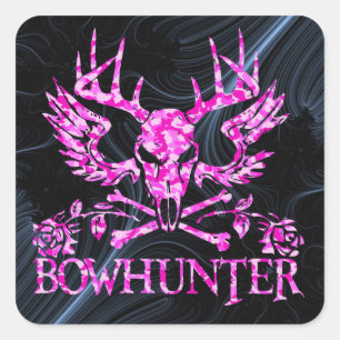 GIRL BOWHUNTER VIERKANTE STICKER