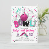 Girl Bowling Party Uitnodiging voor Bowling Party (Staand voorkant)