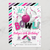 Girl Bowling Party Uitnodiging voor Bowling Party (Voorkant / Achterkant)