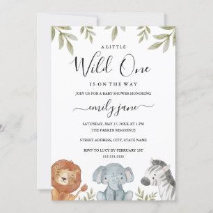 Girl Boy Safari Cute Animals Baby shower Kaart