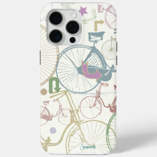 Girl Bright Colors Bicycles Patroon iPhone 15 Pro Max Hoesje