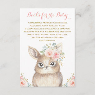 Girl Bunny Baby shower Blush Floral brengt boek me Informatiekaartje