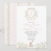 Girl Bunny Baby shower invitation (Devant / Derrière)