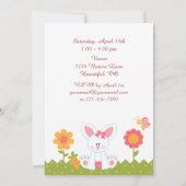 Girl Bunny et Wreath 1er anniversaire Invitation (Dos)