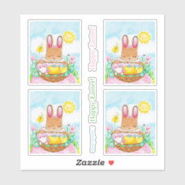 Girl Bunny met Sticker uit mandje