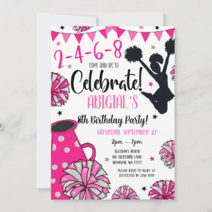 Girl Cheerleader Invite Kaart