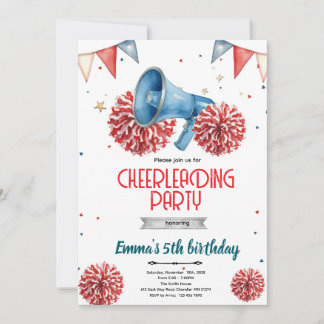 Girl Cheerleader party Invitation  Kaart