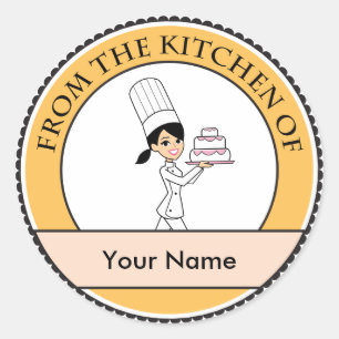 Girl Chef Print Ronde Sticker