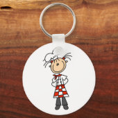 Girl Chef Stick Figuur Tshirts en cadeaus Sleutelhanger (Voorkant)