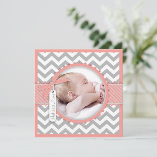 Girl Chevron Faire-part de naissance d'impression  (Debout devant)