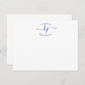 Girl Chic Navy Blanc 2 Monogrammes Nom Carte Note (Devant / Derrière)