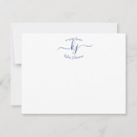 Girl Chic Navy Blanc 2 Monogrammes Nom Carte Note