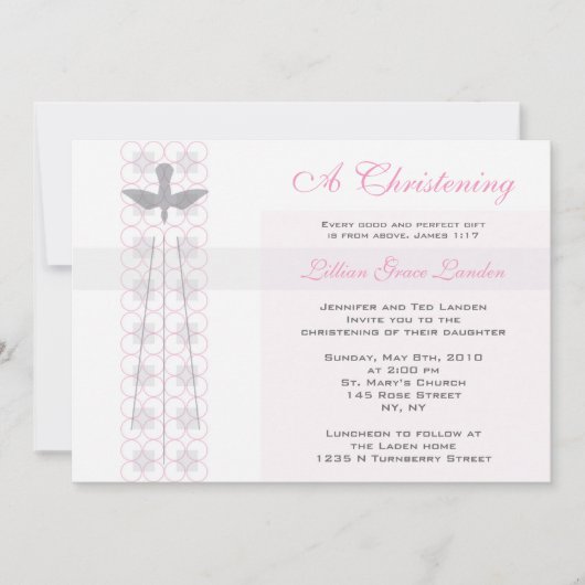 Girl Christening Invitation Kaart (Voorkant)