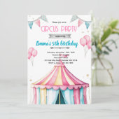 Girl circus party theme invitation (Debout devant)