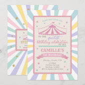 Girl Circus Theme Birthday Party Invitation (Devant / Derrière)