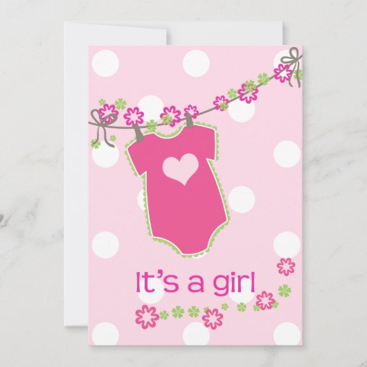 Girl Clothesline Sprinkle Invitation Kaart (Voorkant)